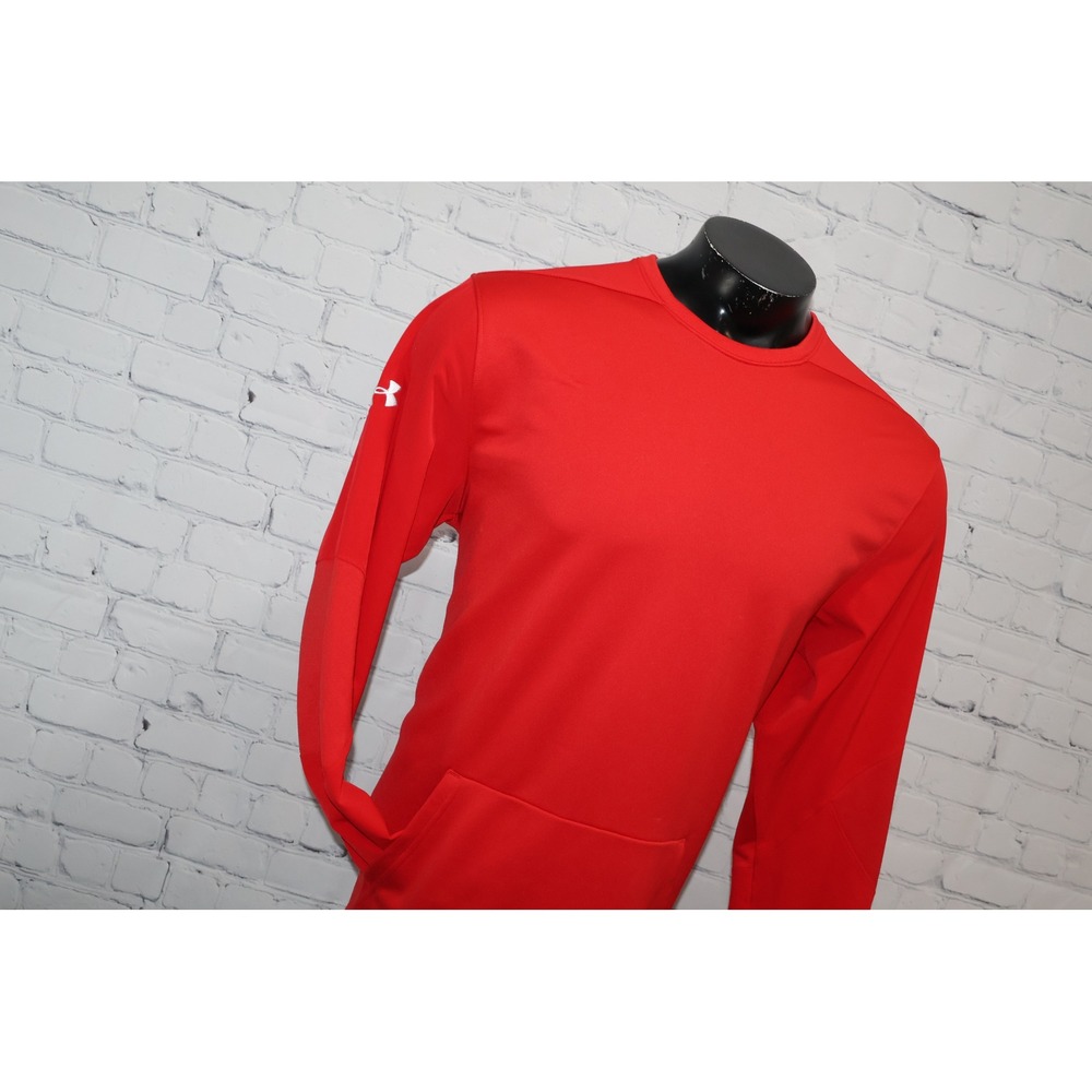 Under Armour Pullover Shirt Mens LT Large Tall Red Gym Workout ColdGear Fleece *